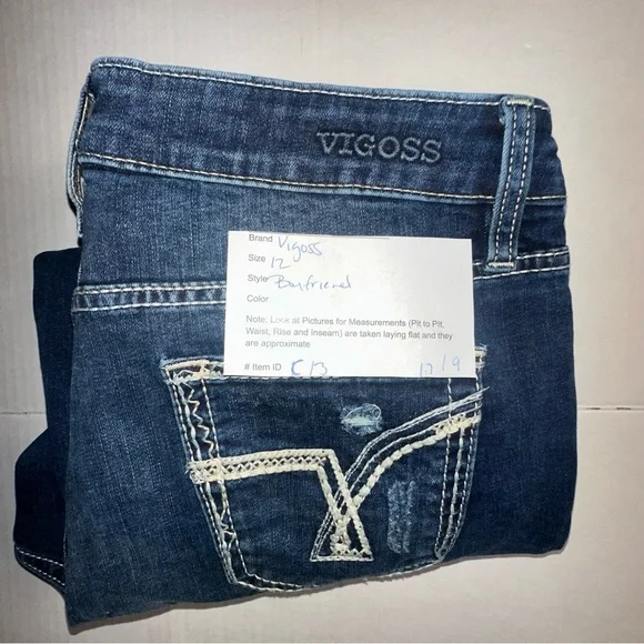 Vigoss Jeans Size 12 Boyfriend Denim Blue Jeans‎ Women’s - Picture 8 of 8